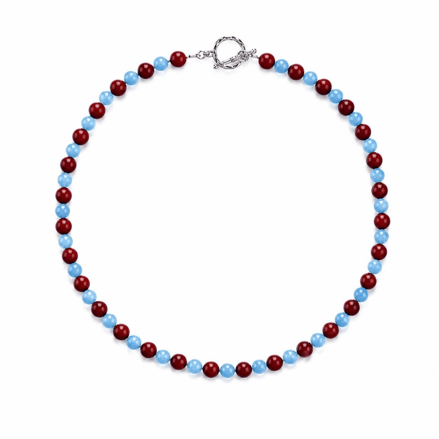 Stone Necklace (Blue&Red) - Brun Studio Handmade Necklace
