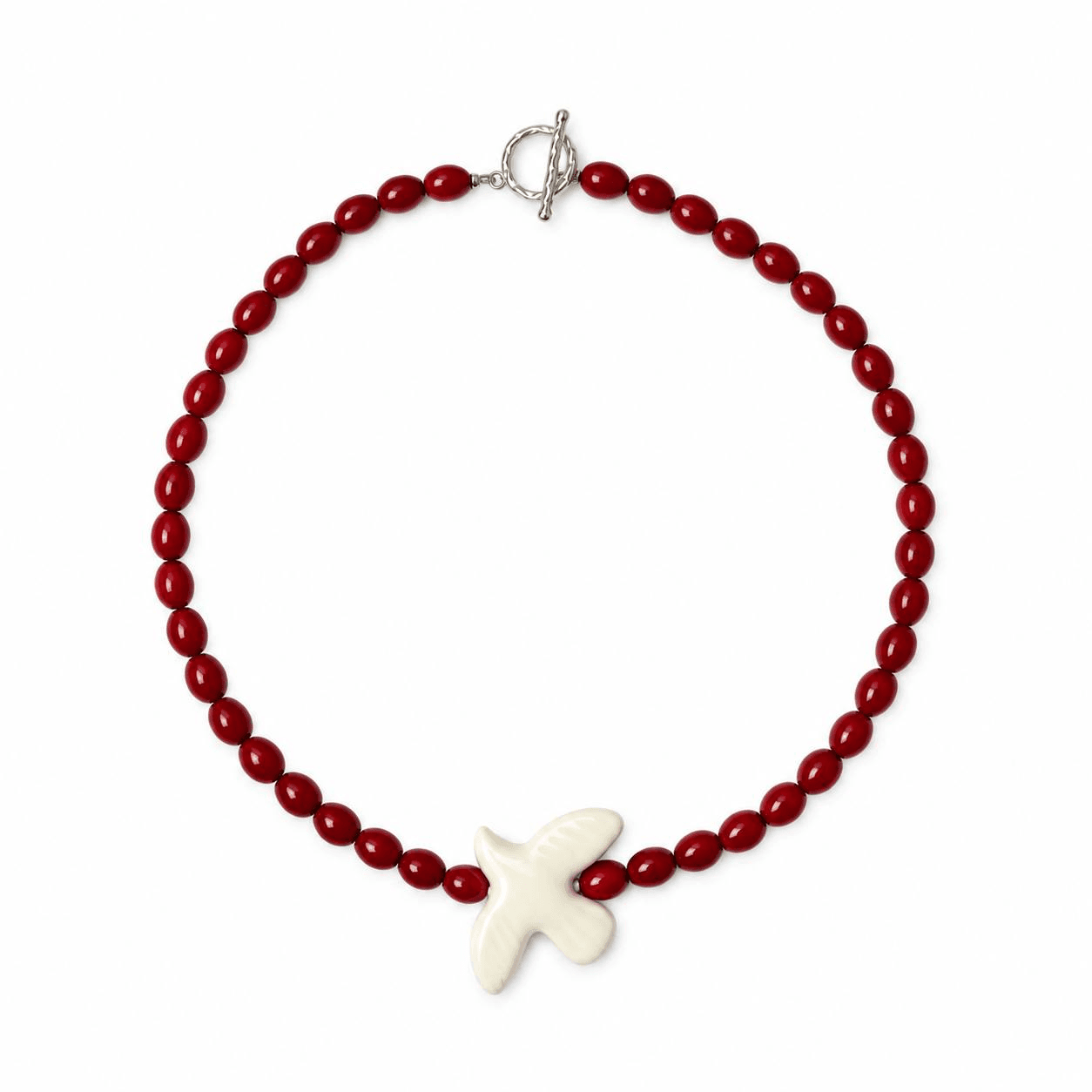 Bird Charm Necklace (Red) - Brun Studio Handmade Necklace